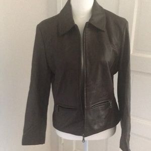 Dark Brown leather Saguaro zip up jacket